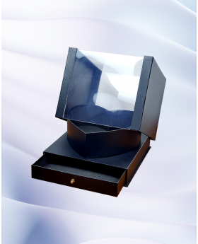 Black Square Heart Shaped Box - With Transparent Cover and Drawer