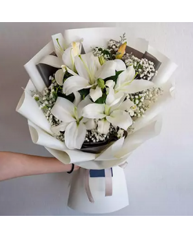 Charming White Lilies Bouquet Standard