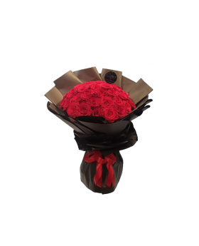EXPRESS FLAMING RED ROSES HAND BOUQUET