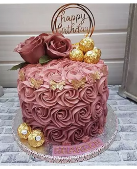 Rosy Birthday Chocolate Cake