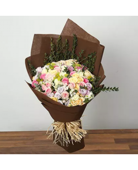 Bouquet of Pastel Coloured Roses