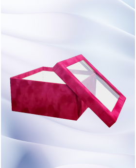 Red Velvet Square Box -  With Transparent Cover