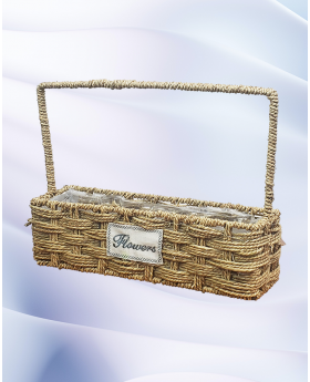 Straw Long Basket - With Handle 