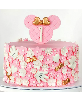 Cute Minnie Mouse First Birthday Cake