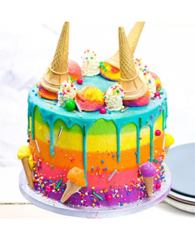 Ice Cream Cones Vanilla Rainbow Cake