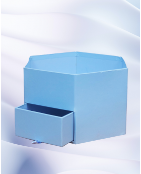 Shaped Open Blue Box - With a Drawer 