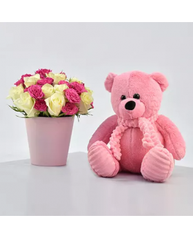 Roses with Soft Toy