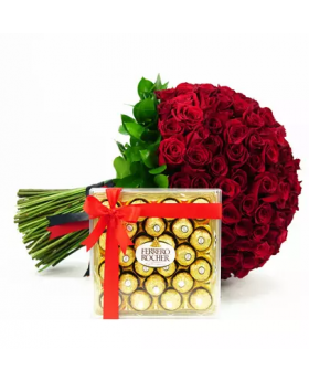 150 Red Roses Posy n Ferrero Rocher
