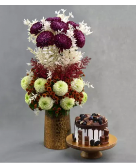 Scintillating Mixed Flowers and Cake