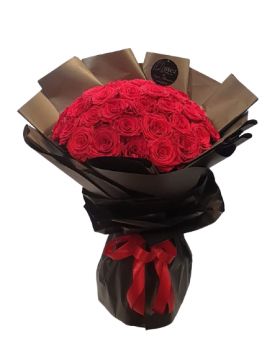 FLAMING RED ROSES HAND BOUQUET