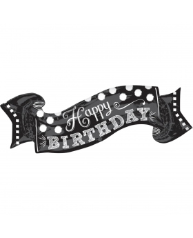 Black & White Chalkboard Birthday SuperShape Balloon