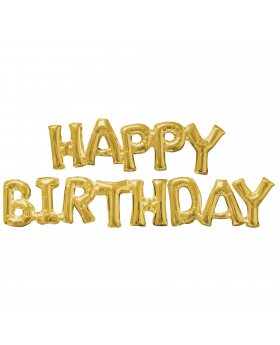 Happy Birthday Gold Phrase Foil Balloon